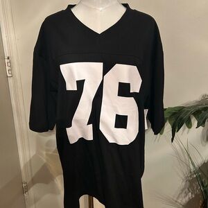 Black and White Number 76 Jersey Top